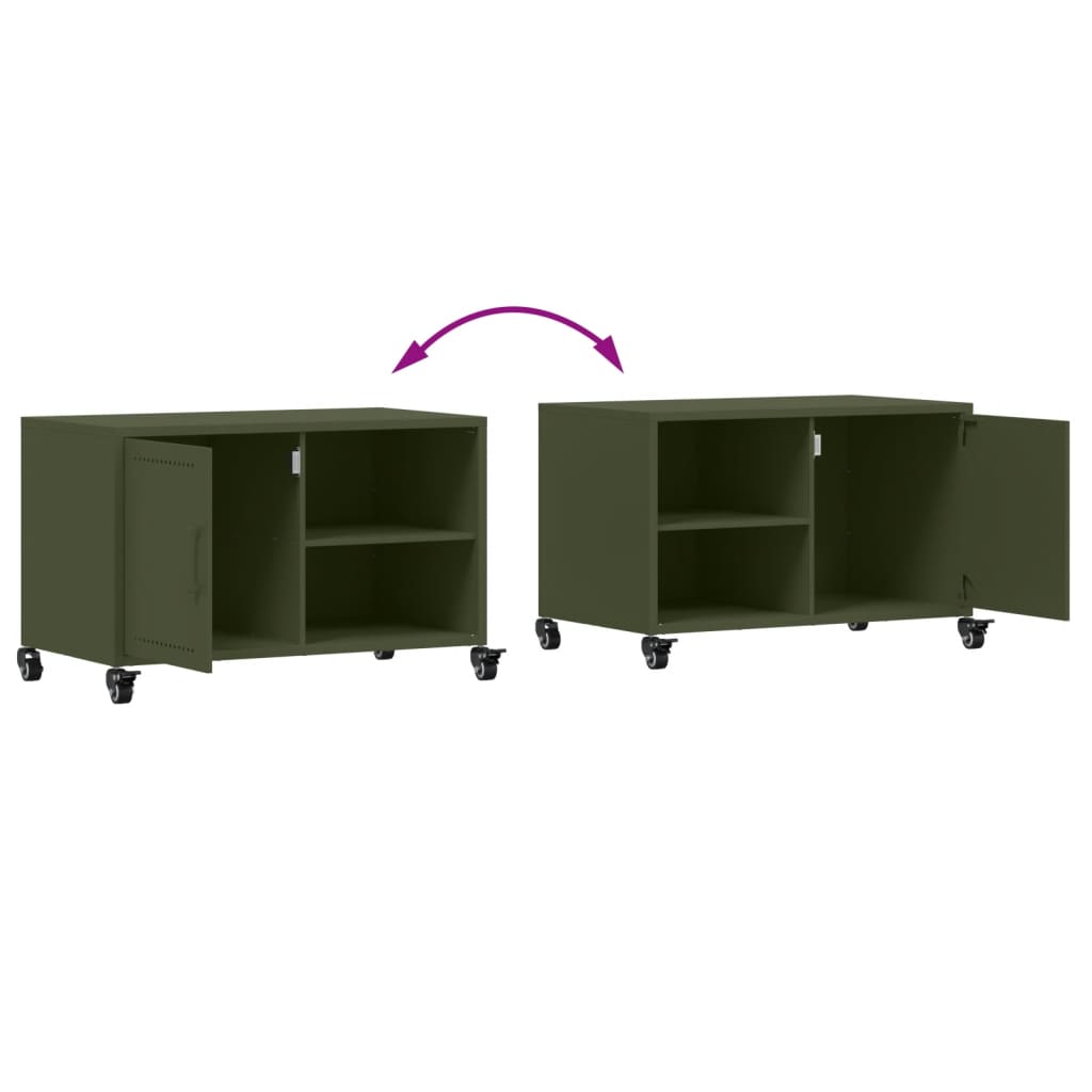 vidaXL Mueble de TV de acero verde oliva 68x39x43,5 cm