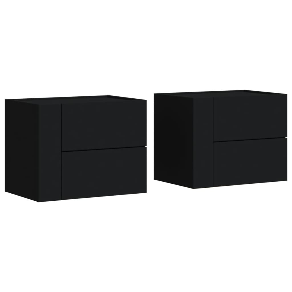 vidaXL Mesitas de noche de pared 2 unidades negra 45x30x35 cm