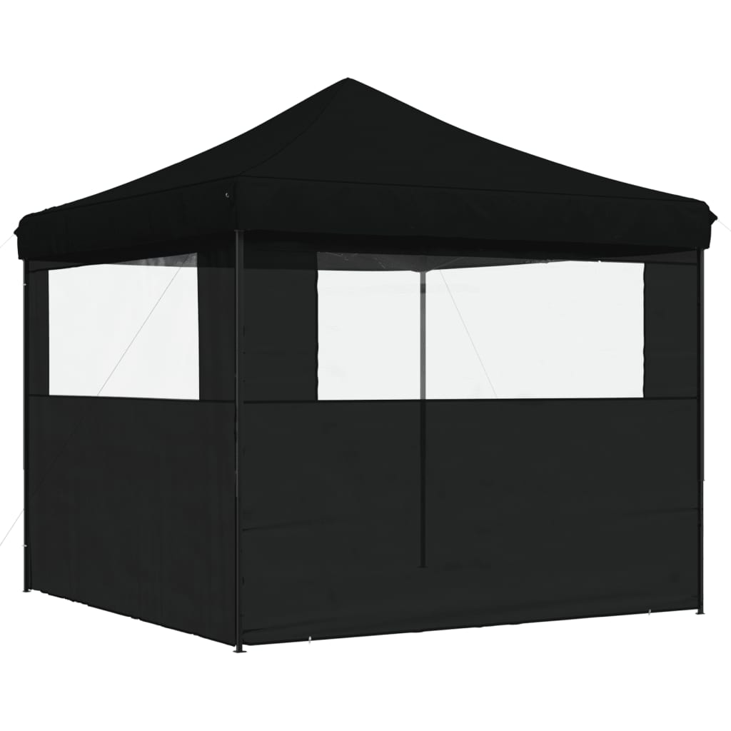 vidaXL Tienda de fiesta plegable Pop-Up con 2 paredes laterales negra