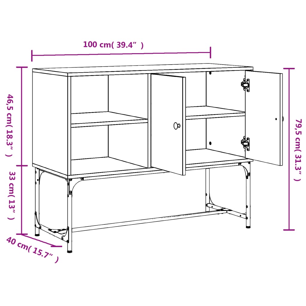 vidaXL Aparador de madera de ingeniería gris Sonoma 100x40x79,5 cm