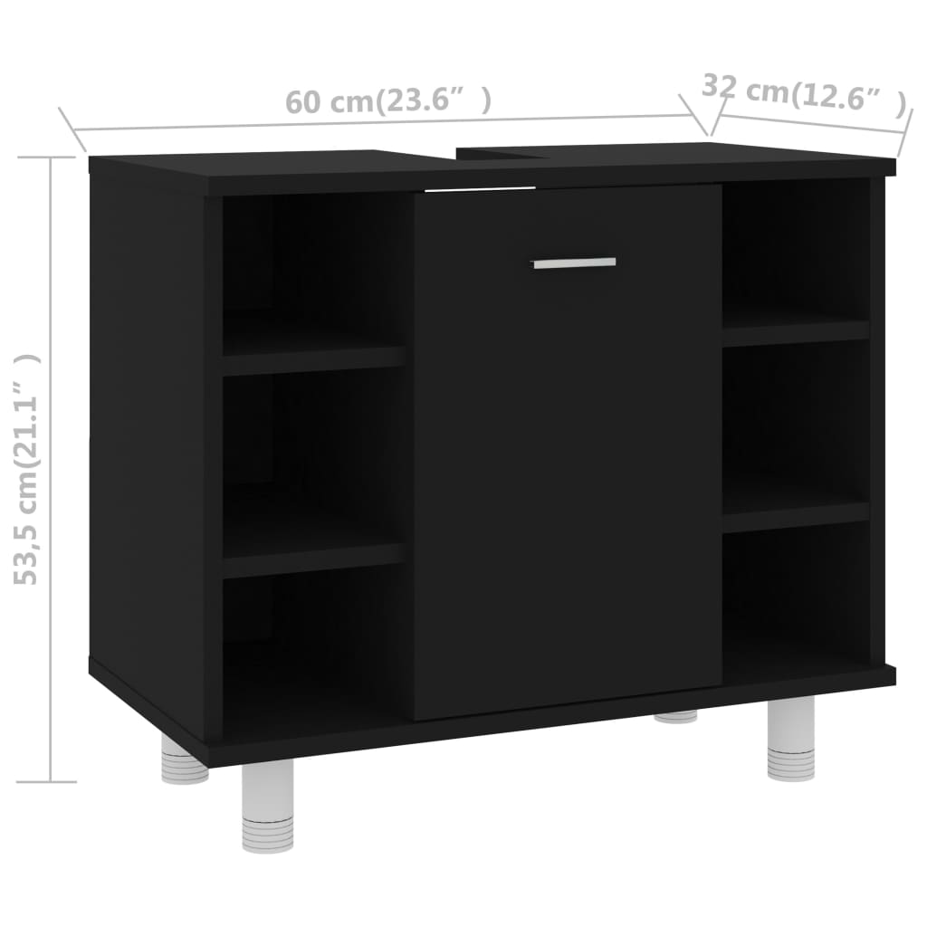 vidaXL Juego de muebles de baño 3 pzas madera ingeniería negro