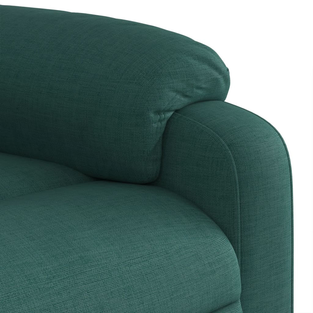 vidaXL Sillón de masaje reclinable de tela verde oscuro