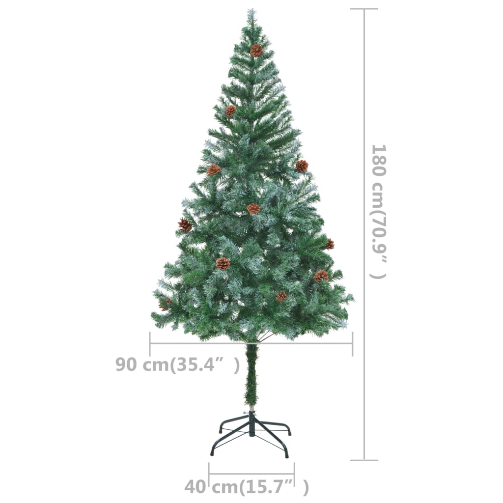 vidaXL Árbol de Navidad artificial con LEDs, bolas y piñas 180 cm