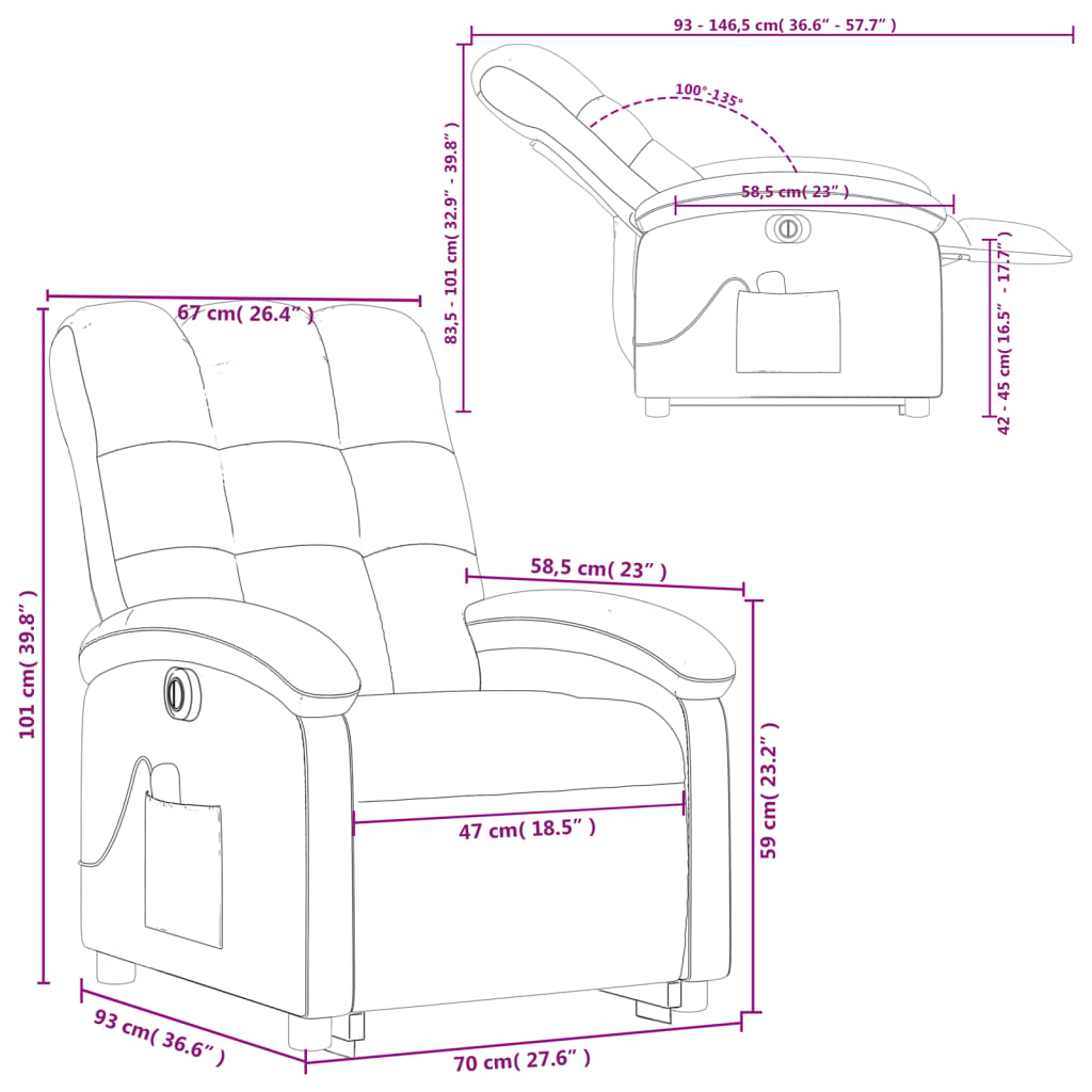 vidaXL Sillón de masaje eléctrico reclinable elevable tela crema