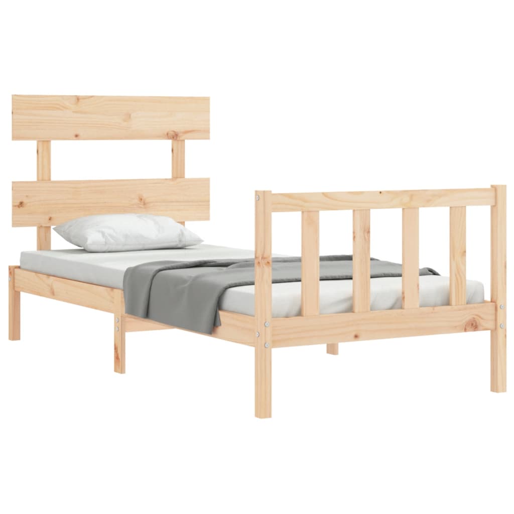 vidaXL Estructura de cama con cabecero madera maciza