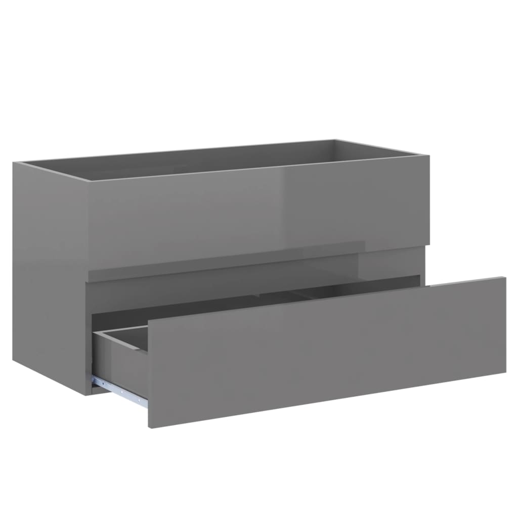 vidaXL Set muebles de baño 2 piezas madera contrachapada gris brillo