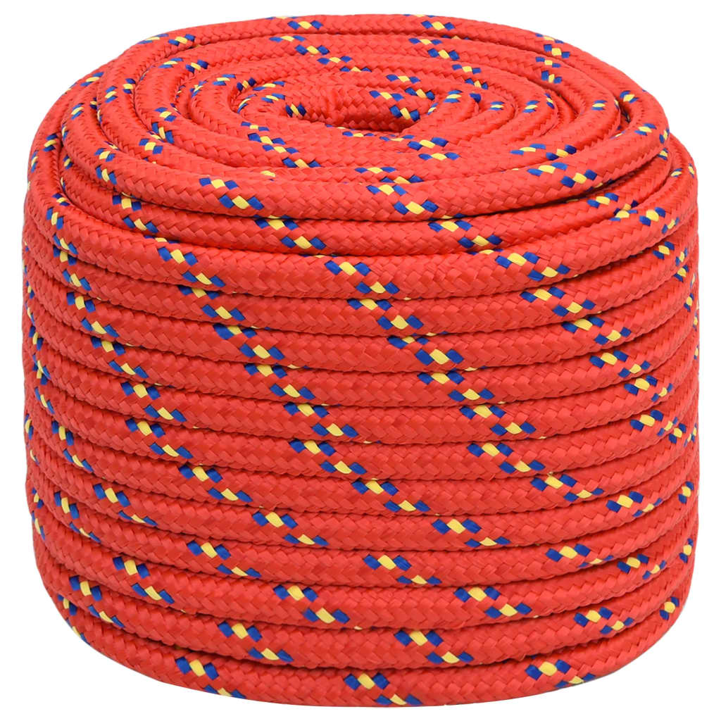 vidaXL Cuerda de barco polipropileno rojo 18 mm 25 m