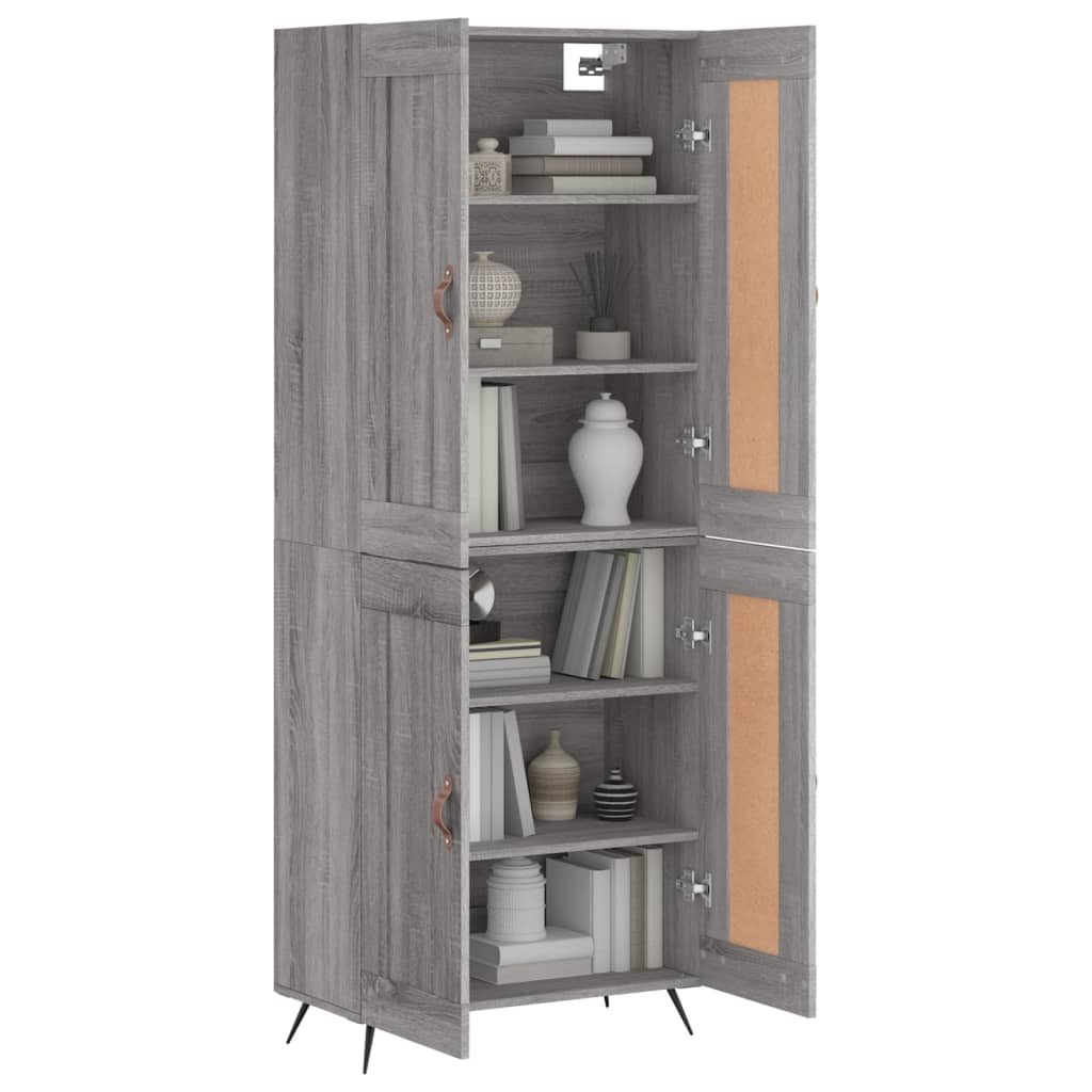 vidaXL Aparador alto madera contrachapada gris sonoma 69,5x34x180 cm