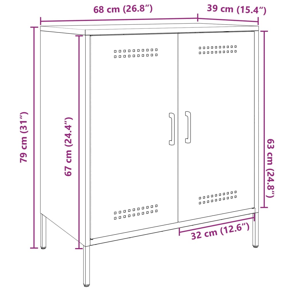 vidaXL Aparador de acero gris antracita 68x39x79 cm