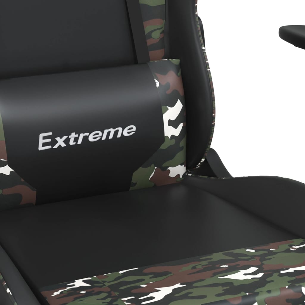 vidaXL Silla gaming con reposapiés cuero sintético negro camuflaje