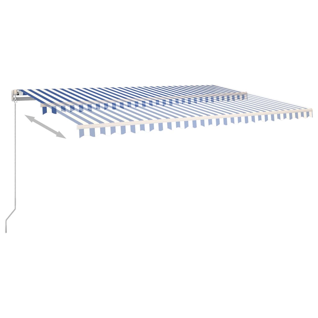 vidaXL Toldo automático con LED y sensor de viento azul y blanco 5x3 m