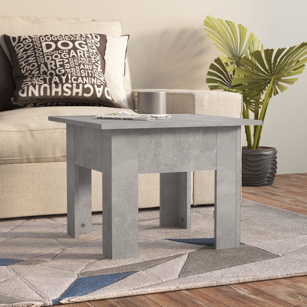 vidaXL Mesa de centro madera contrachapada gris hormigón 55x55x42 cm