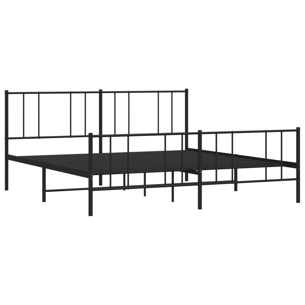 vidaXL Estructura cama sin colchón con estribo metal negro 193x203 cm