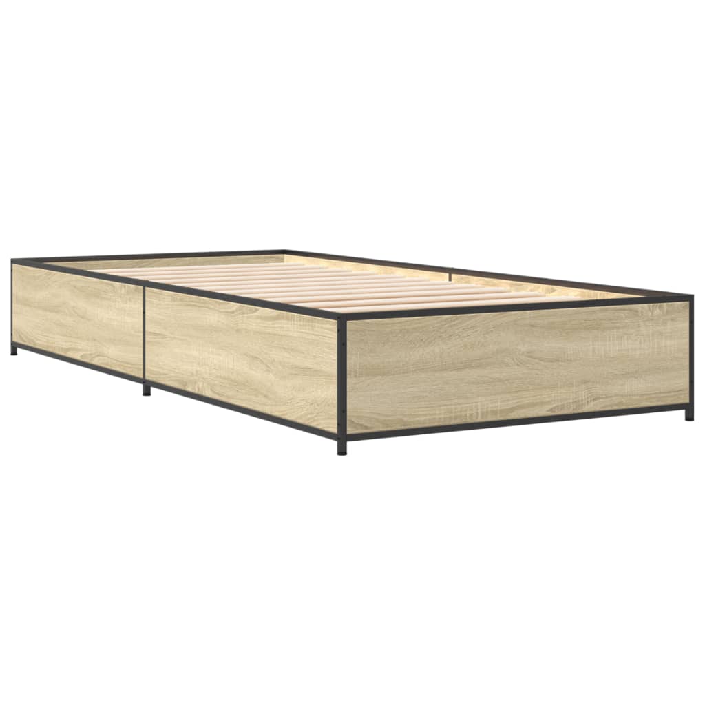 vidaXL Estructura cama madera ingeniería metal roble Sonoma 75x190 cm