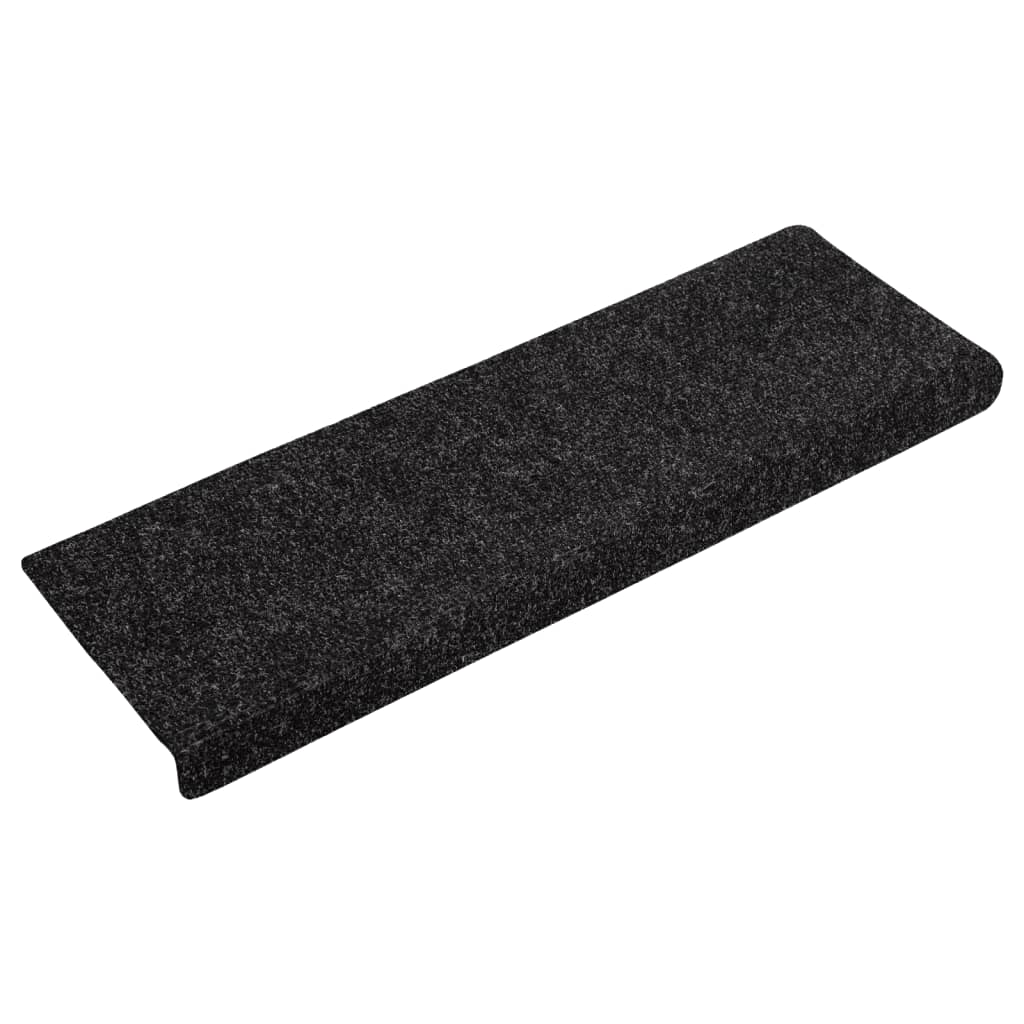 vidaXL Alfombrilla de escaleras 15 uds tela punzonada negro 65x21x4 cm