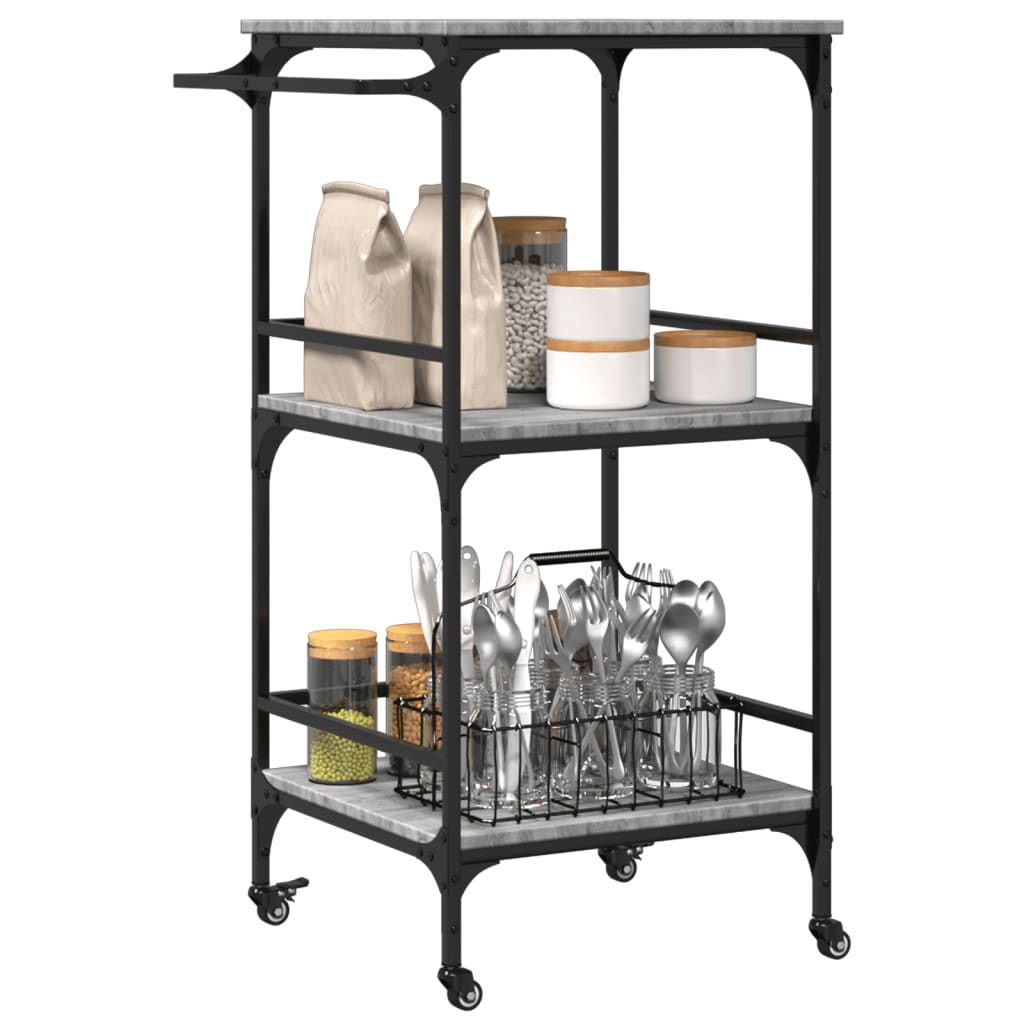 vidaXL Carrito de cocina madera ingeniería gris Sonoma 60,5x50x105 cm