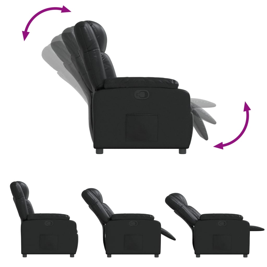 vidaXL Sillón reclinable de cuero sintético negro