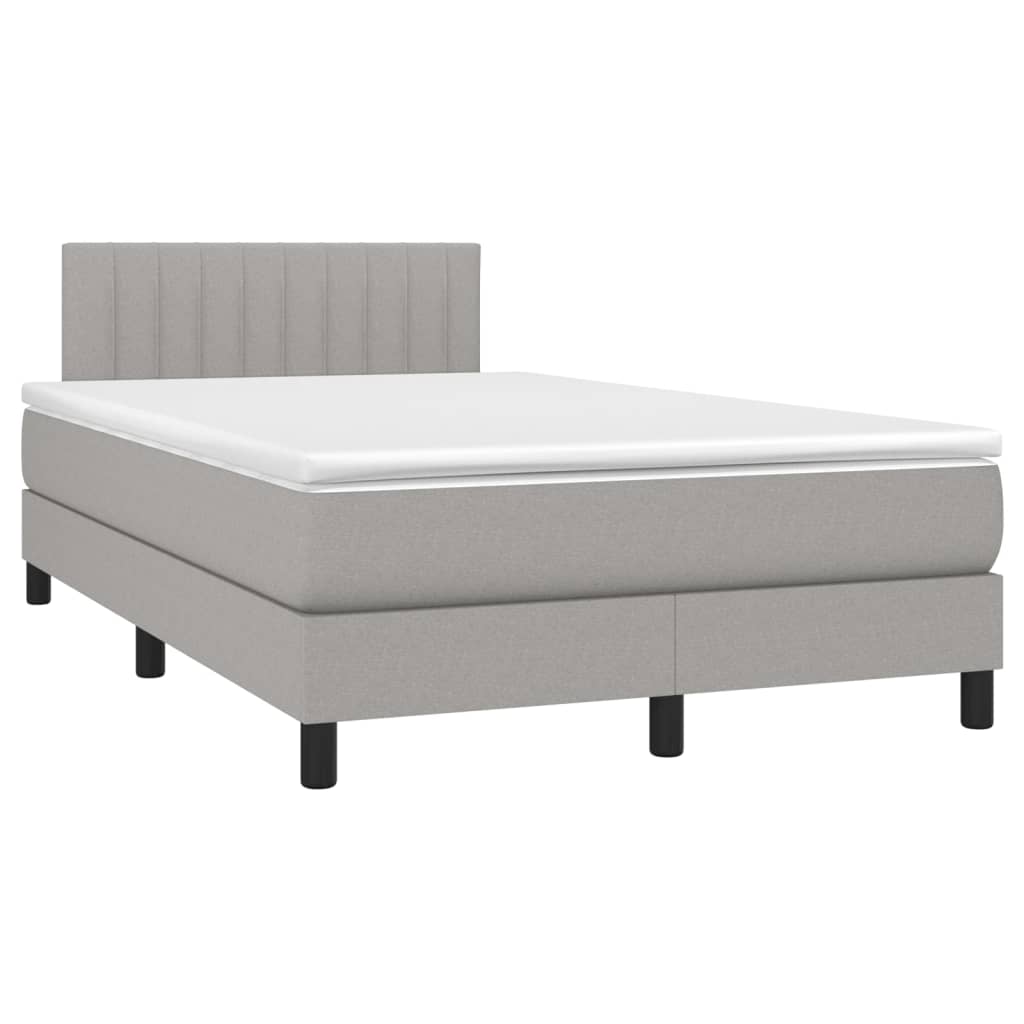 vidaXL Cama box spring con colchón tela gris claro 120x200 cm