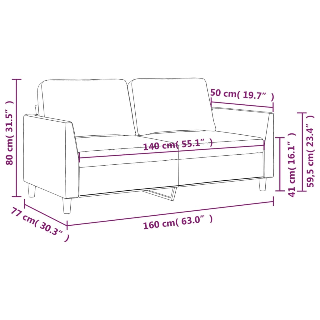 vidaXL Sofá de 2 plazas de cuero sintético color capuchino 140 cm