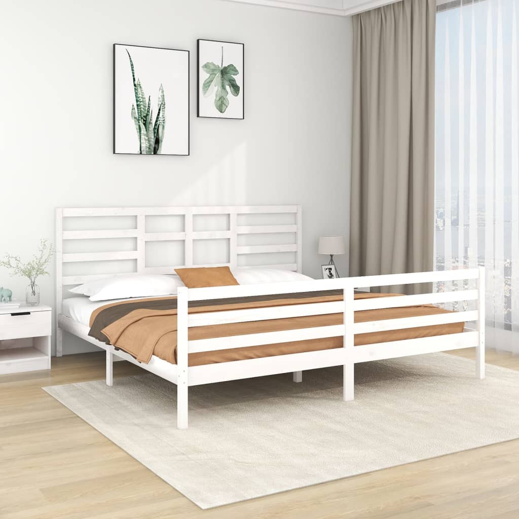 vidaXL Estructura de cama madera maciza blanco 200x200 cm