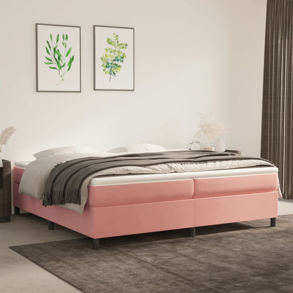 vidaXL Estructura de cama de terciopelo rosa 200x200 cm