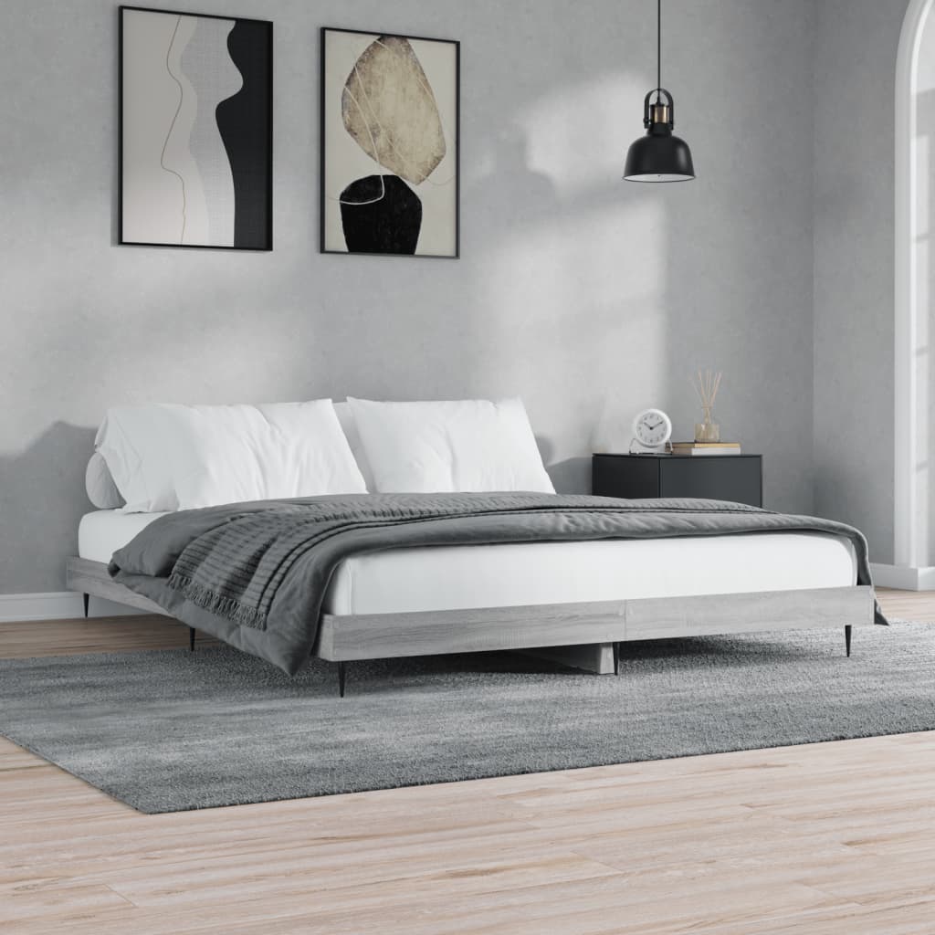 vidaXL Estructura de cama madera de ingeniería gris Sonoma 140x200 cm