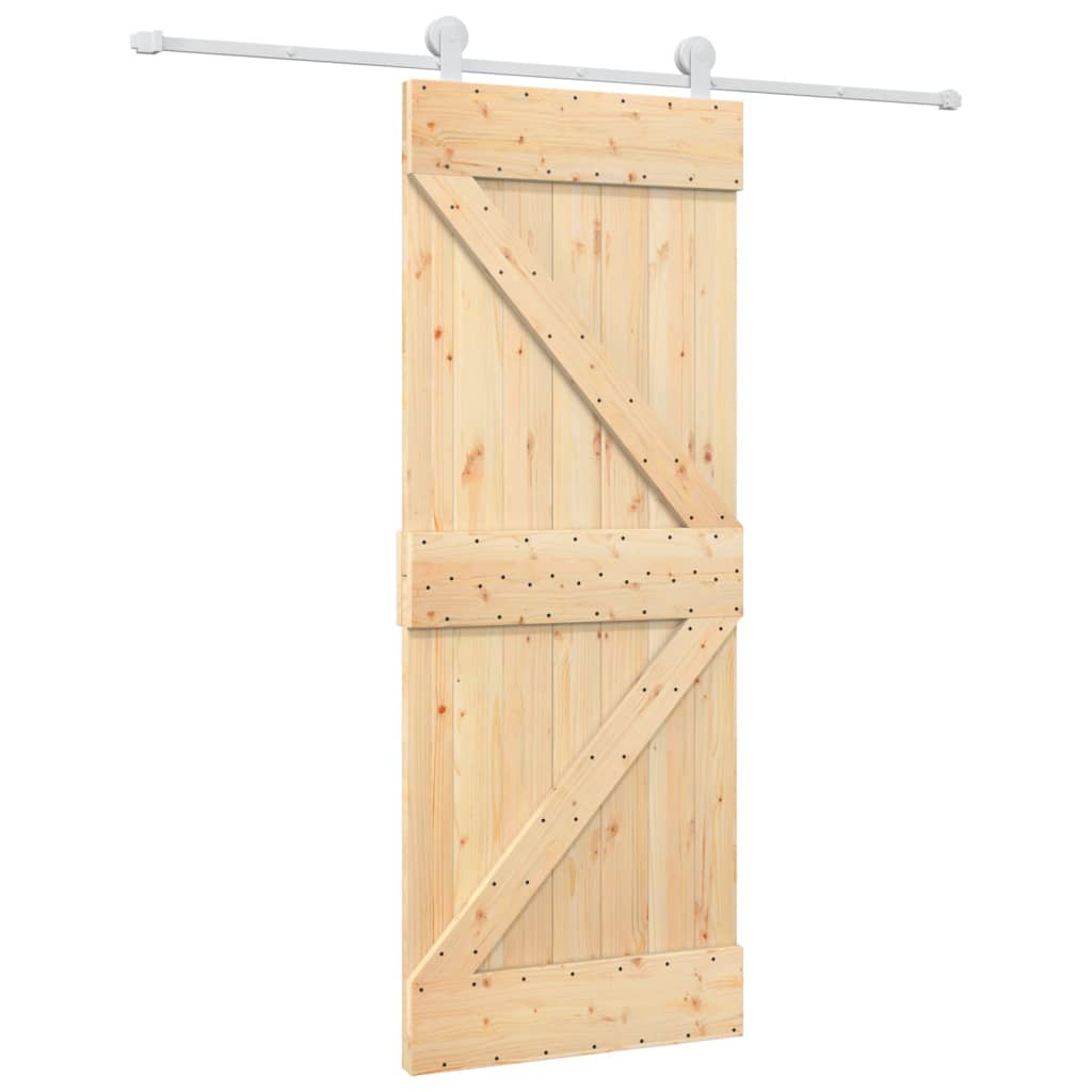 vidaXL Puerta corredera con herrajes madera maciza de pino 80x210 cm