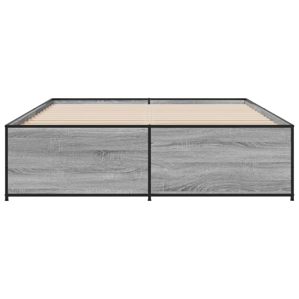 vidaXL Estructura cama madera ingeniería metal gris Sonoma 150x200 cm