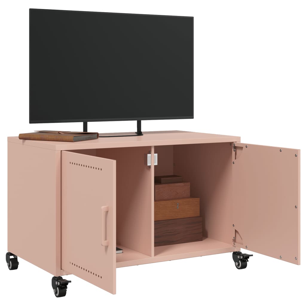 vidaXL Mueble de TV acero rosa 68x39x43,5 cm