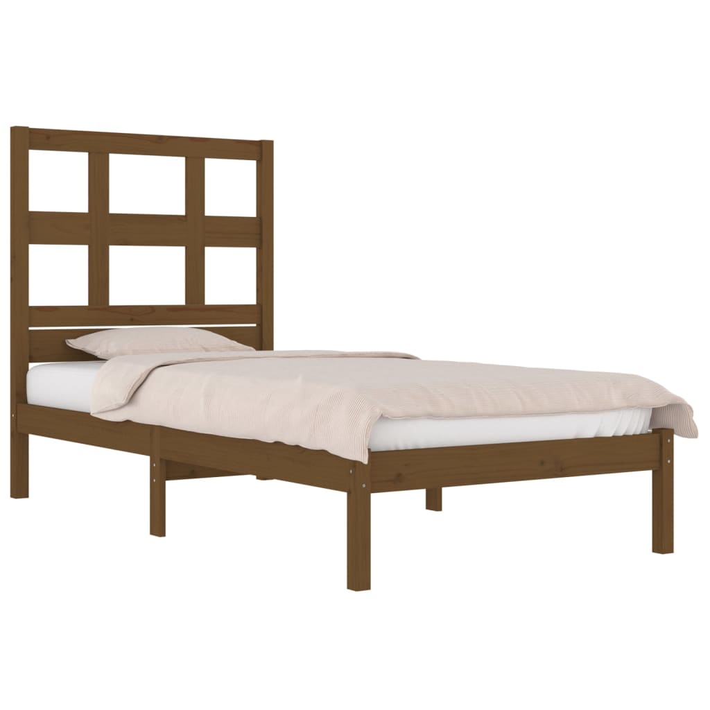 vidaXL Estructura de cama madera maciza pino marrón miel 100x200 cm