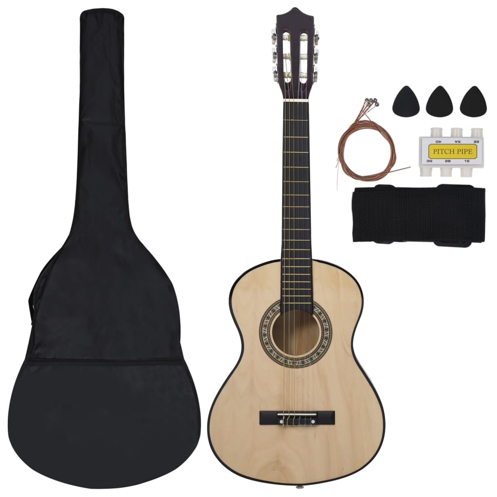 vidaXL Set de guitarra clásica para niños principiantes 8 pzas 1/2 34"