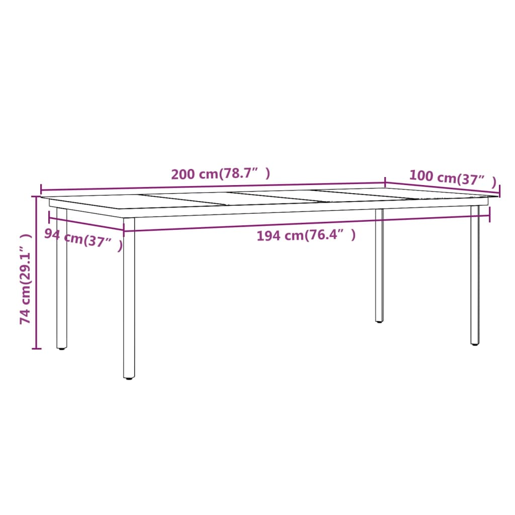 vidaXL Set comedor de jardín 7 pzas y cojines ratán sintético y vidrio