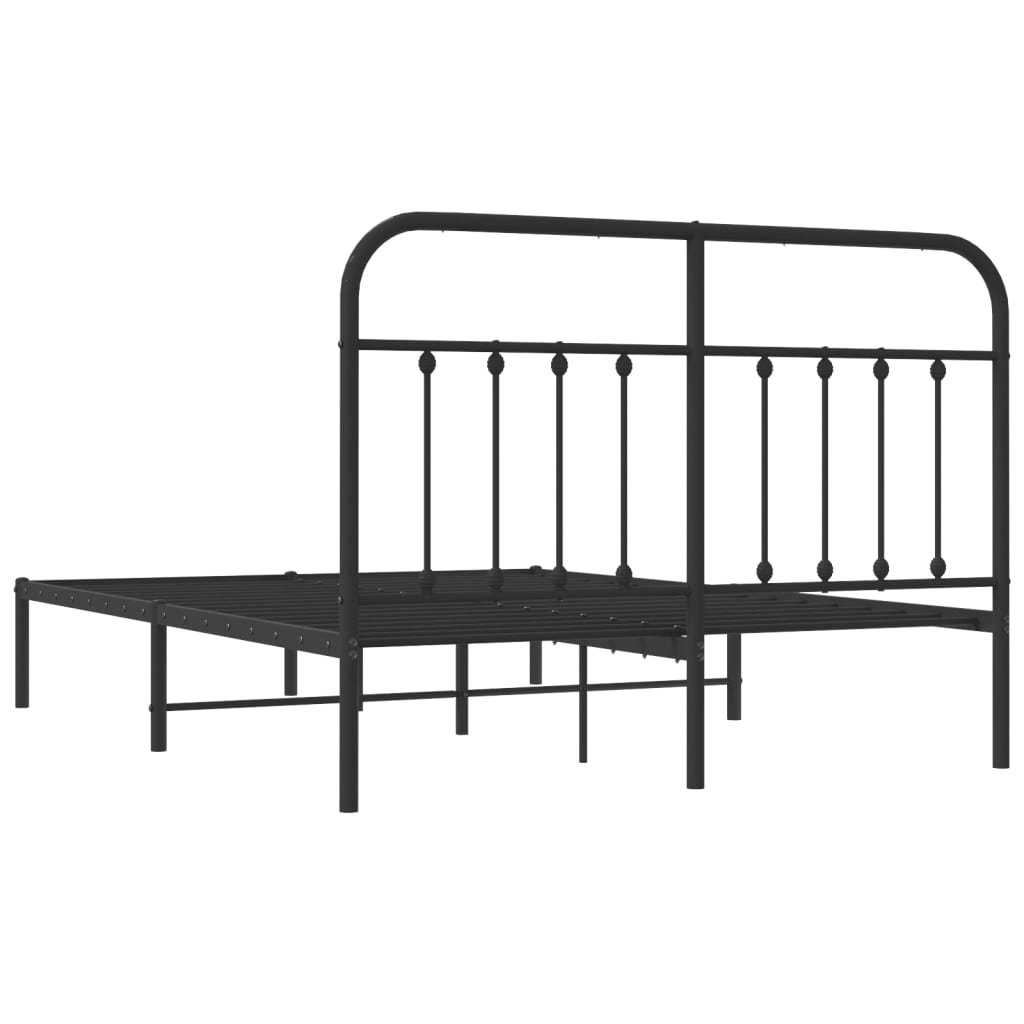 vidaXL Estructura cama sin colchón con cabecero metal negro 140x190 cm