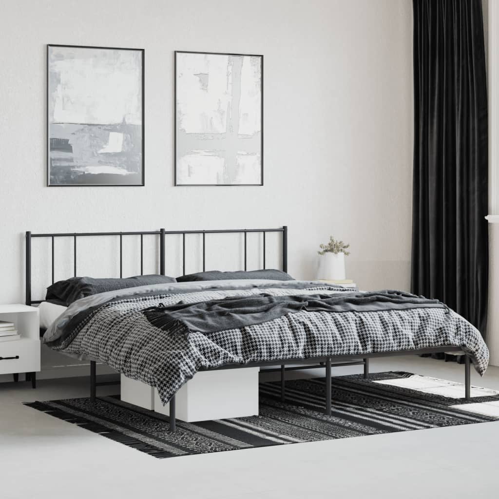 vidaXL Estructura cama sin colchón con cabecero metal negro 193x203 cm