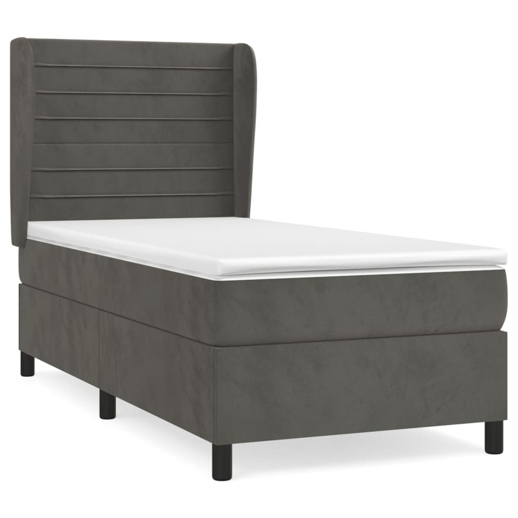 vidaXL Cama box spring con colchón terciopelo gris oscuro 100x200 cm