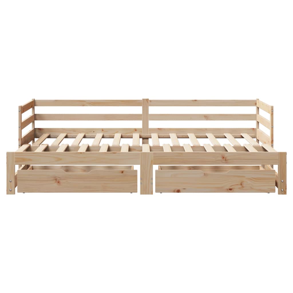 vidaXL Sofá cama nido con cajones madera maciza pino blanca 80x200 cm