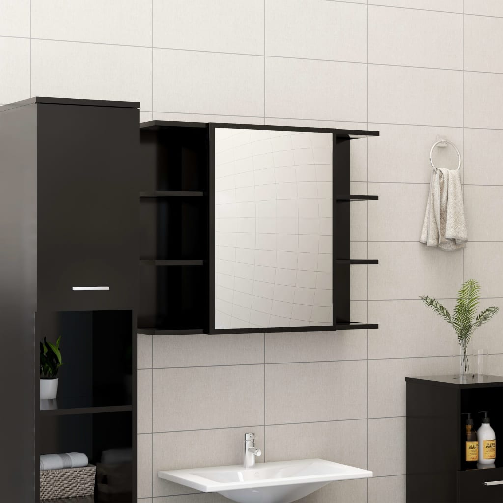 vidaXL Juego de muebles de baño 3 pzas madera ingeniería negro