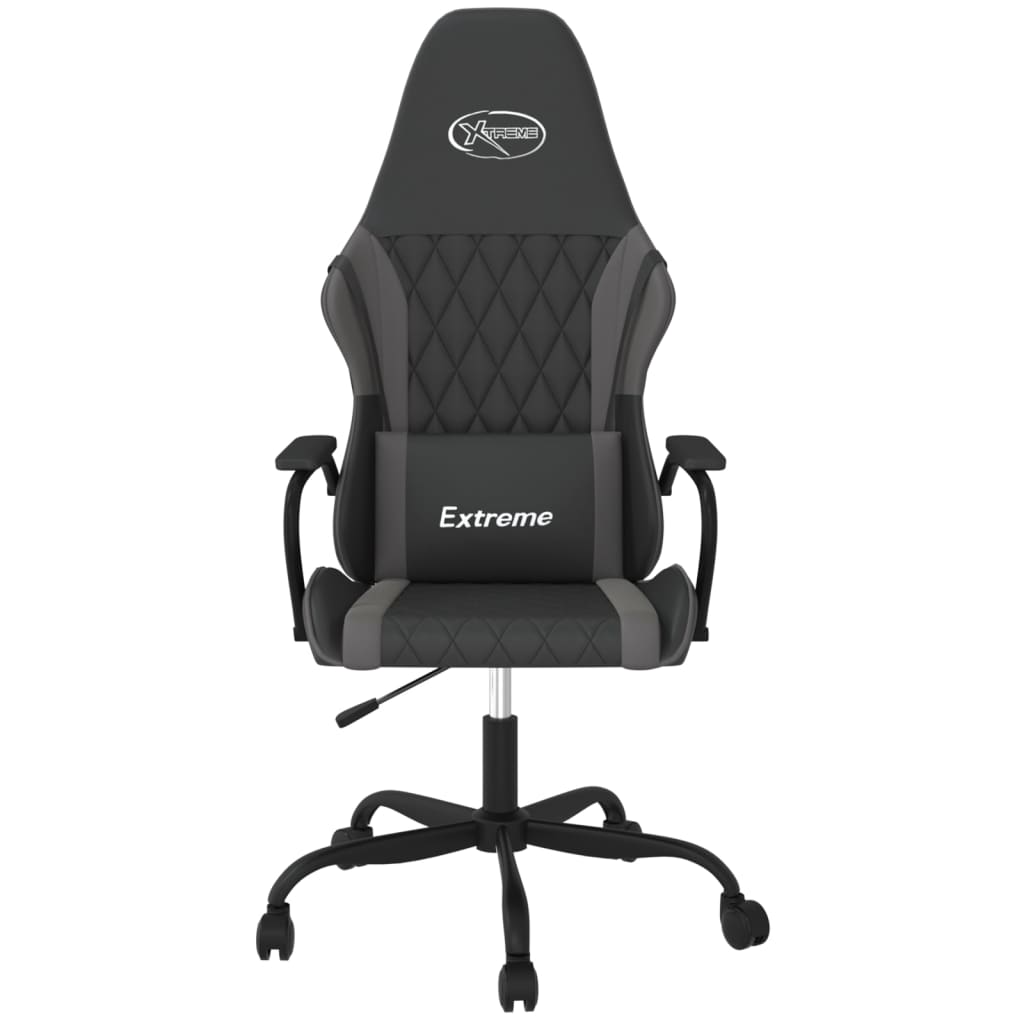 vidaXL Silla gaming cuero sintético negro y gris