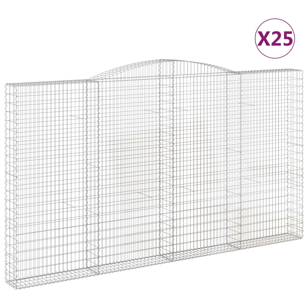 vidaXL Cestas de gaviones 25 uds forma de arco hierro 400x30x220/240cm