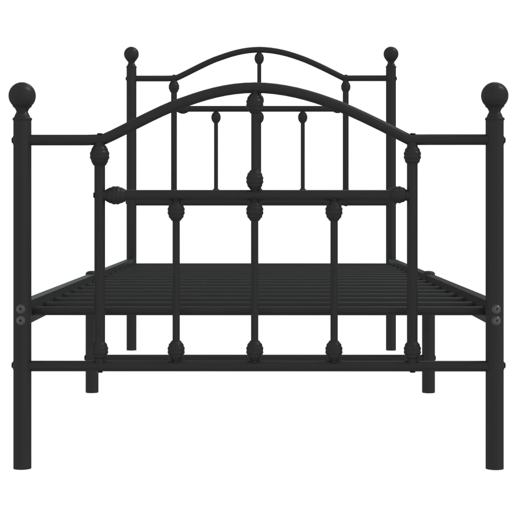 vidaXL Estructura de cama con cabecero y estribo metal negro 90x190 cm