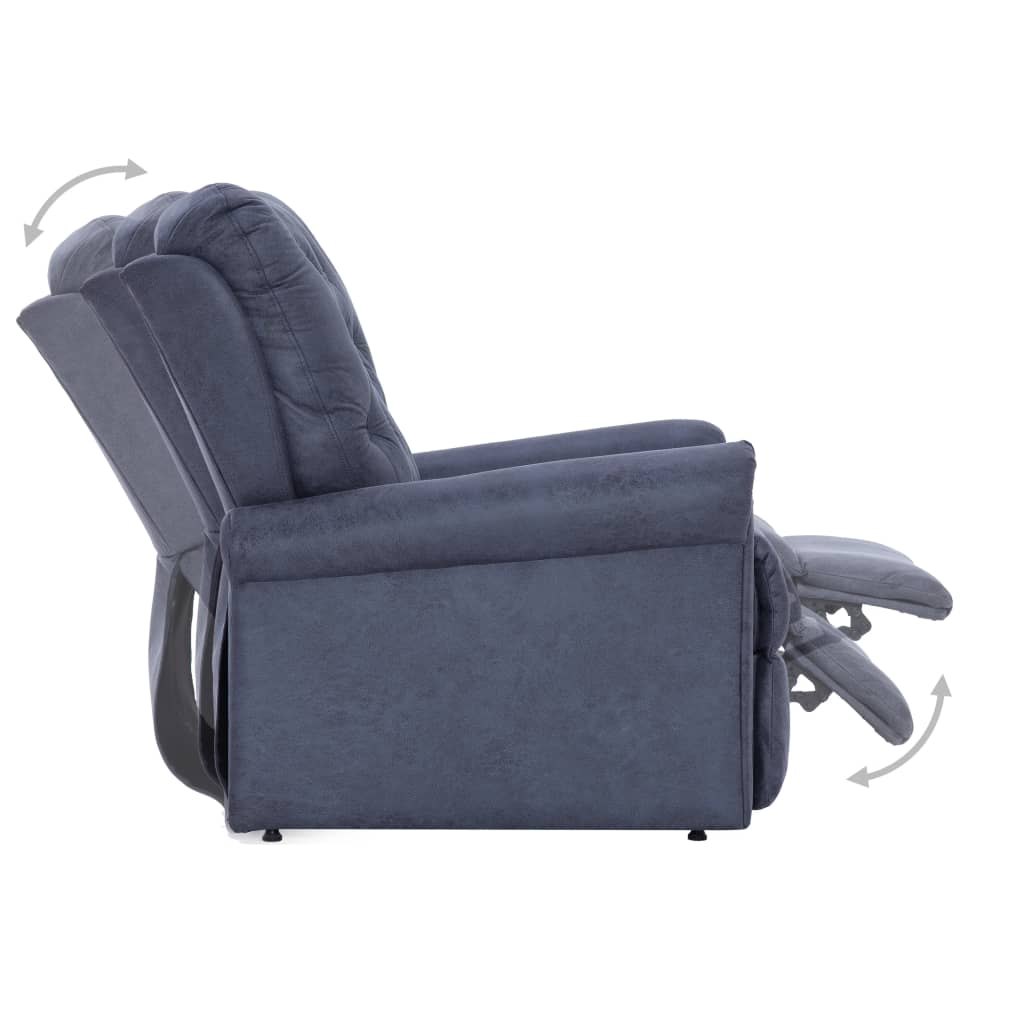 vidaXL Sillón reclinable de cuero de ante artificial gris