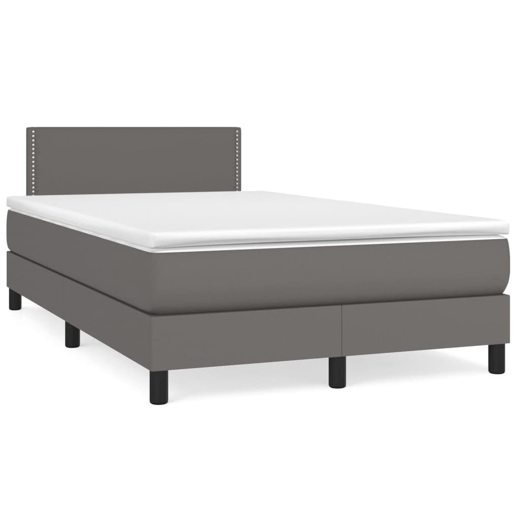 vidaXL Cama box spring con colchón cuero sintético gris 120x200 cm