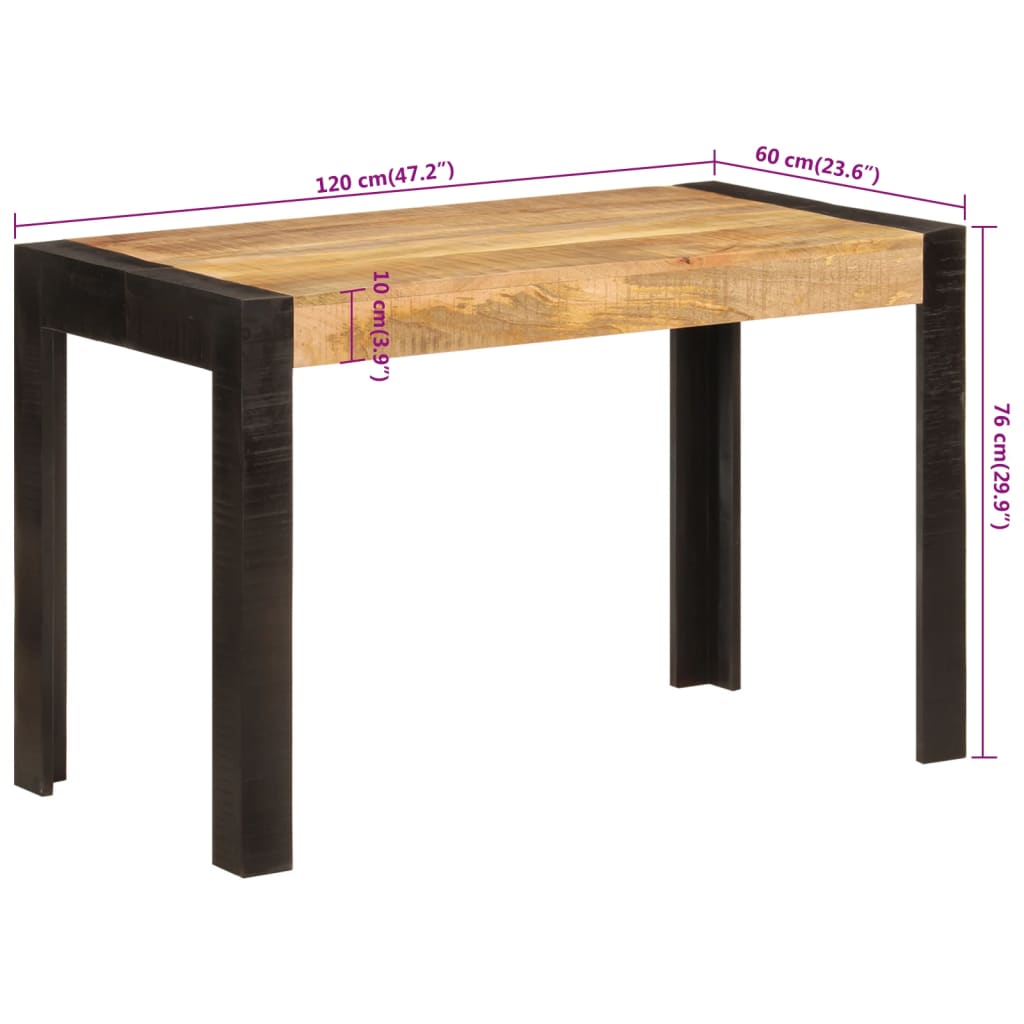 vidaXL Mesa de comedor madera maciza de mango 120x60x76 cm