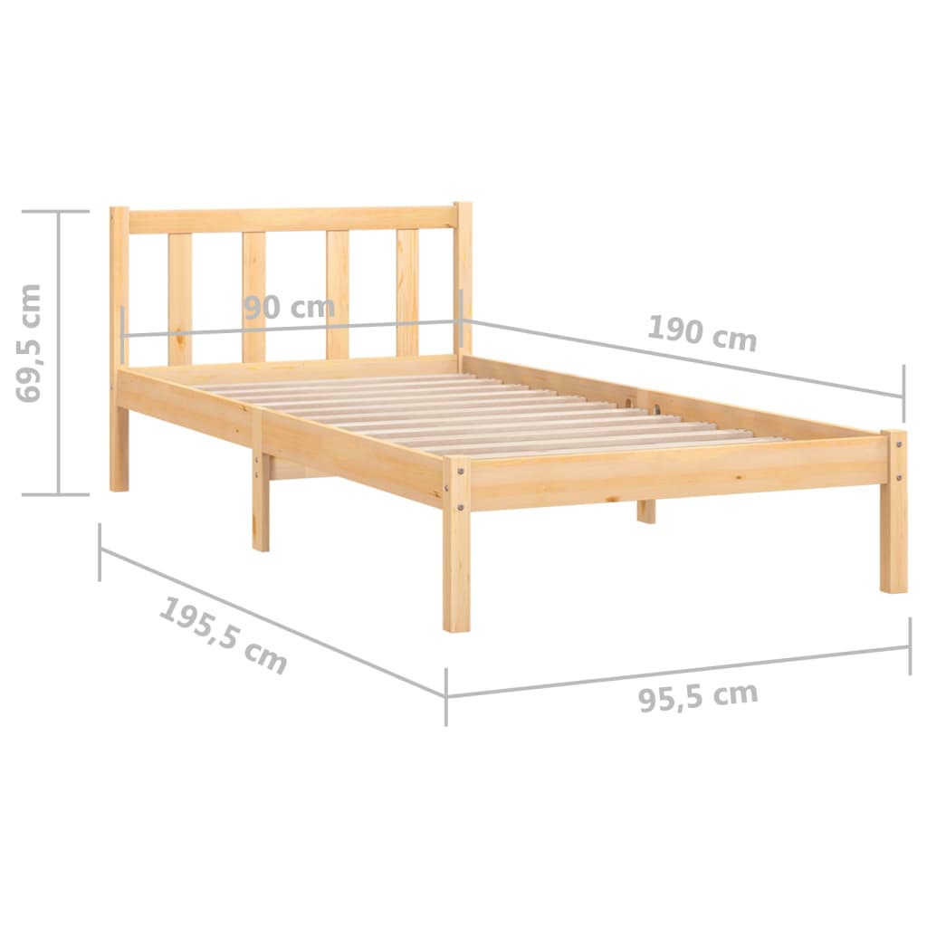 vidaXL Estructura cama individual madera maciza pino negra 90x190 cm –  Bechester