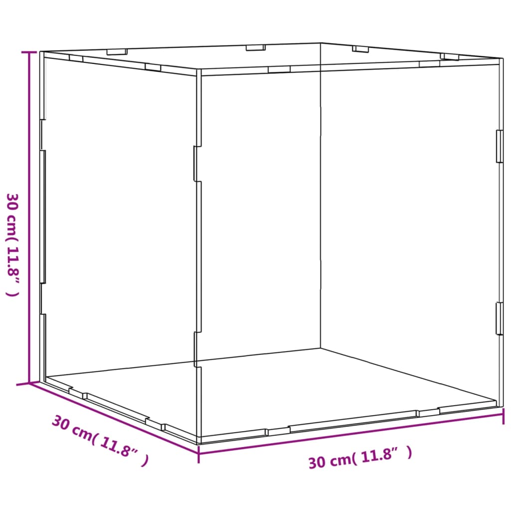 vidaXL Caja de exposición acrílico transparente 30x30x30 cm