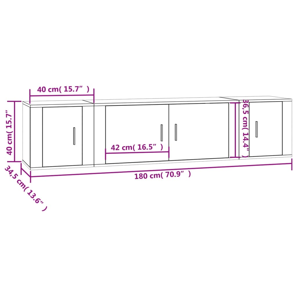 vidaXL Set de muebles de TV 3 pzas madera contrachapada blanco brillo