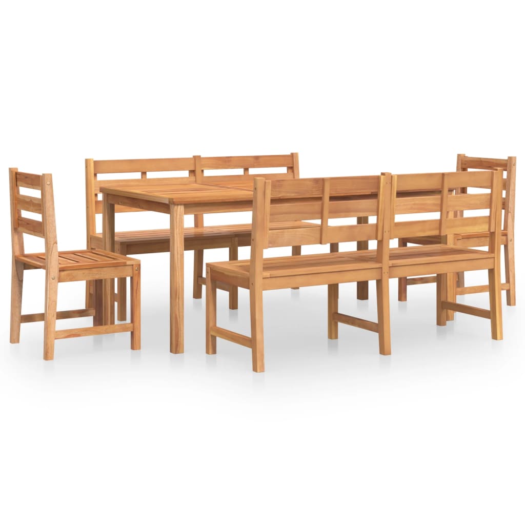 vidaXL Juego de comedor para jardín 5 piezas madera maciza de teca