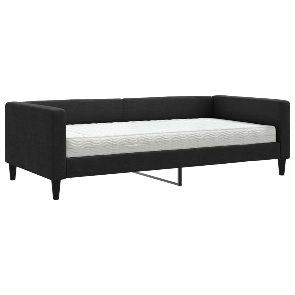 vidaXL Sofá cama con colchón tela negro 100x200 cm