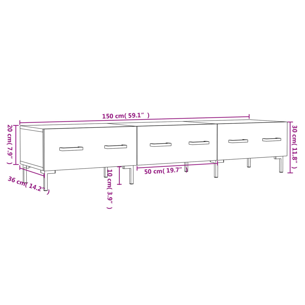 vidaXL Mueble de TV madera de ingeniería roble marrón 150x36x30 cm