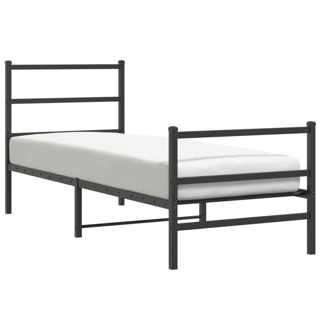 vidaXL Estructura cama sin colchón con estribo metal negro 75x190 cm